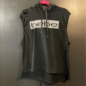 Bebe sleeveless distressed hoodie